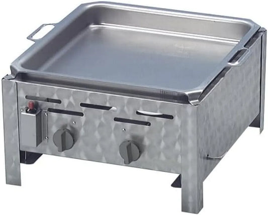 Hochwertiger 2-flammiger Gasgrill mit Edelstahlpfanne und Piezo-Zünder