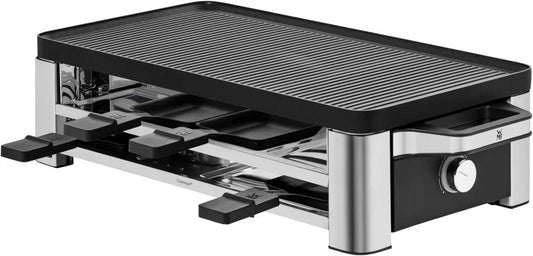 WMF Lono Raclette-Grill für 8 Personen, hohe Leistung, gleichmäßiges Grillen, antihaftbeschichtete Pfännchen, eleganter Cromargan-Edelstahl