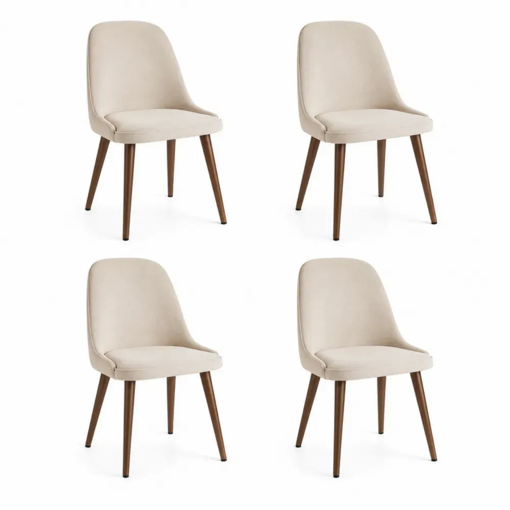 Esszimmerstühle 4er Set gepolstert mit Stahlbeinen in Holzoptik 48 x 56 x 84 cm Polyestergewebe beige braun schwarz
