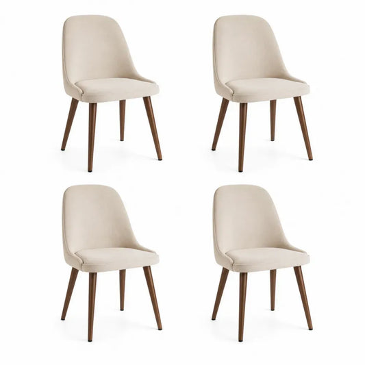 Esszimmerstühle 4er Set gepolstert mit Stahlbeinen in Holzoptik 48 x 56 x 84 cm Polyestergewebe beige braun schwarz