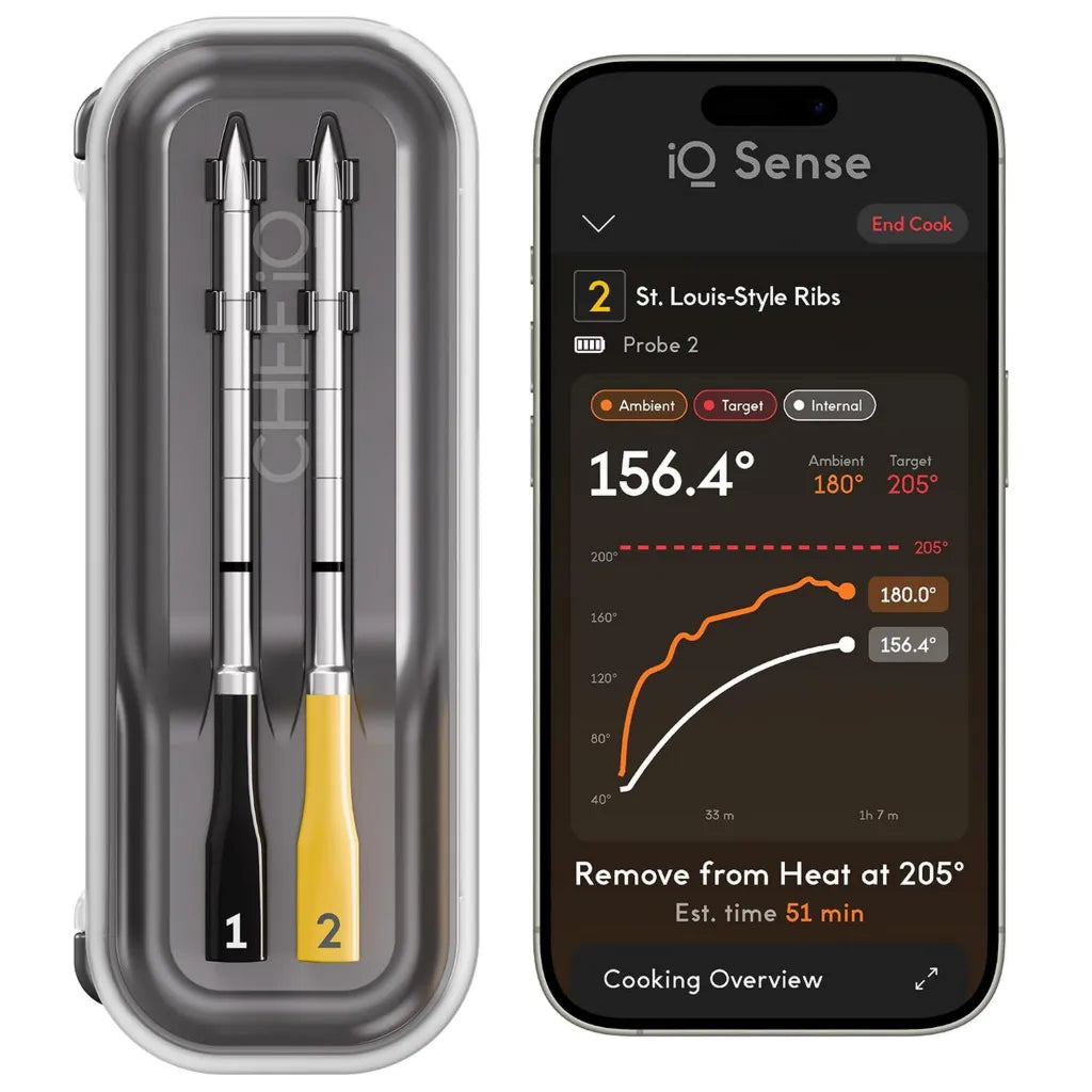 Intelligentes WiFi-Fleischthermometer CHEF iQ mit 2 Sonden, kabellos und hitzebeständig bis 537,8°C, für Grill, BBQ und Ofen