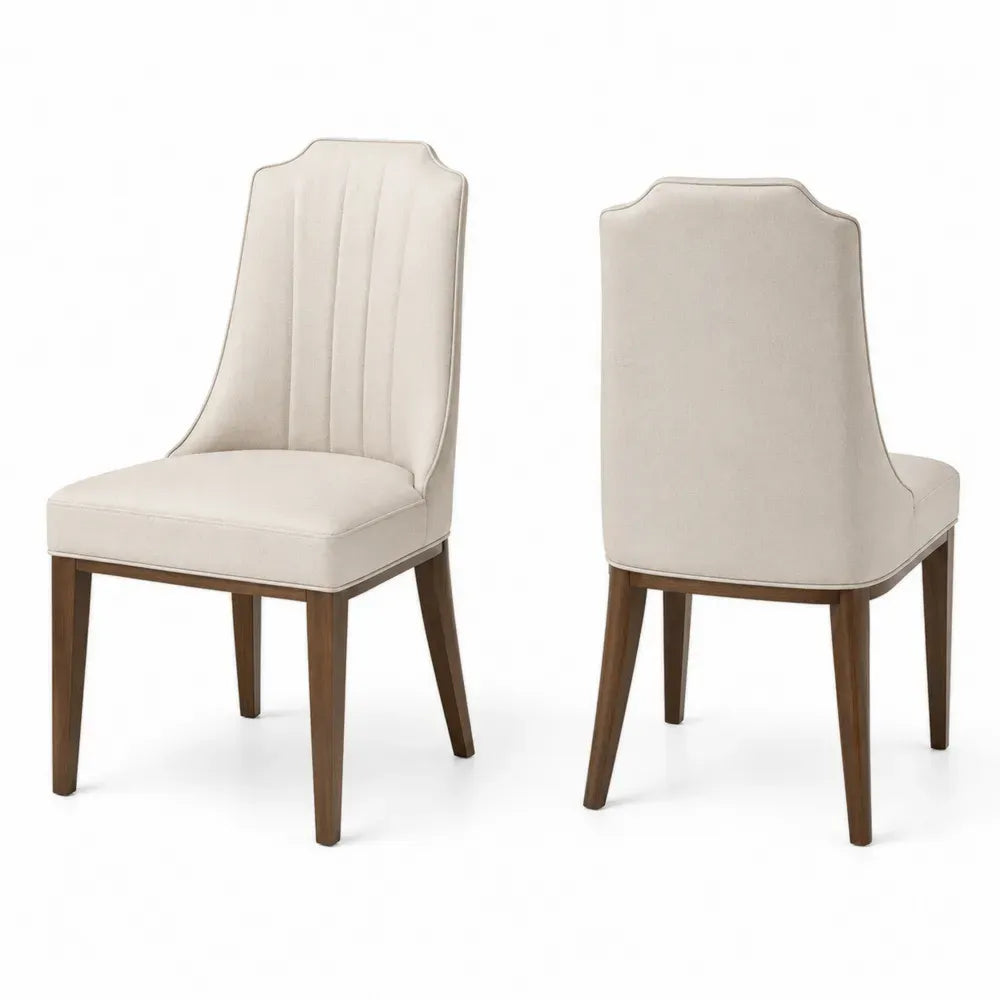 Esszimmerstühle 2er Set gepolstert 48 x 61 x 102 cm je Stuhl Polyestergewebe Buchenholz Creme Braun