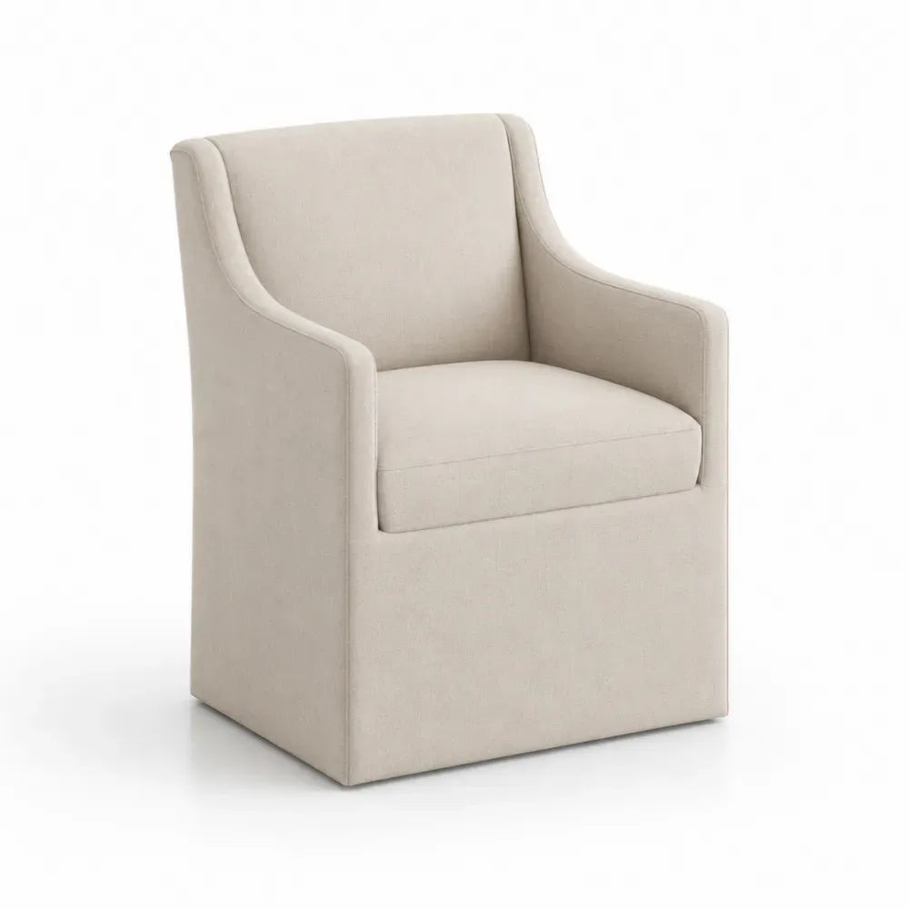 Esszimmerstuhl mit Armlehnen gepolstert rechteckig 62 x 64 x 88 cm Polyestergewebe beige