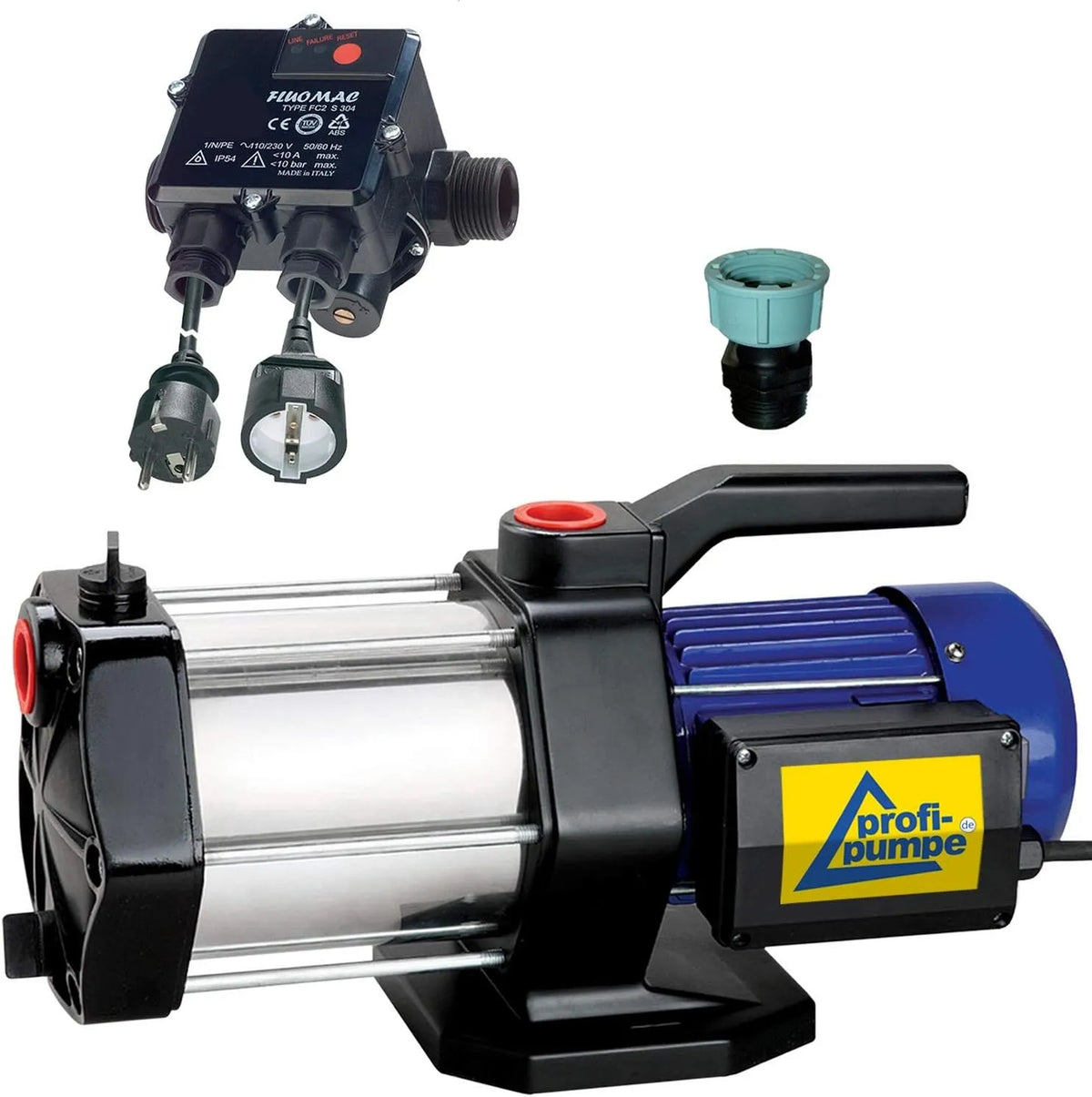 1300W mehrstufige Kreiselpumpe 5400l/h 230V Edelstahl + Durchflusswächter