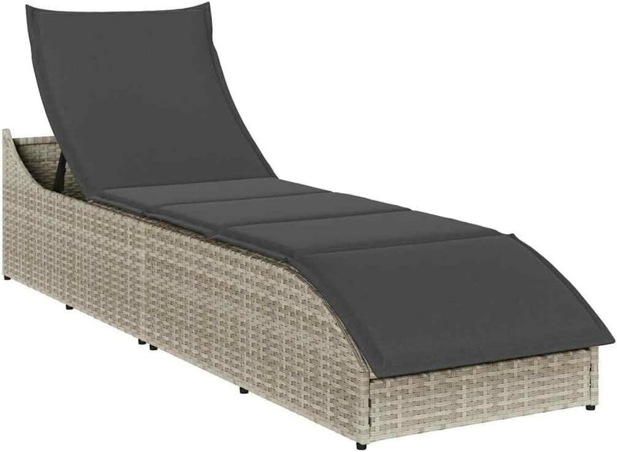 Aufstellpool - mit Stauraum, mit Rückenlehne, aus Polyrattan, klappbar, 59 x 200 cm, grau