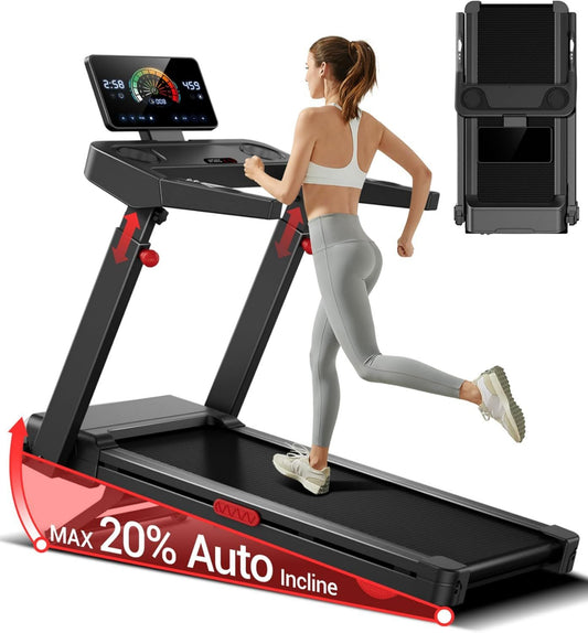 UMAY Laufband - einstellbare Steigung, klappbar, verstellbar, leiser Betrieb, 180 KG, 14 KM/H