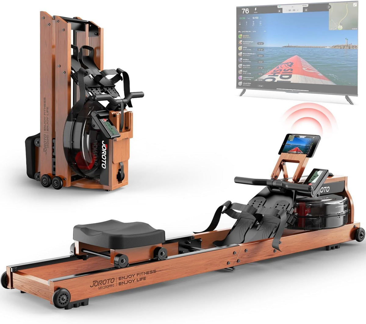 Rudergerät - Wasser- oder Luftwiderstand, klappbar, verstellbar, Bluetooth-Konnektivität, 150kg, JOROTO