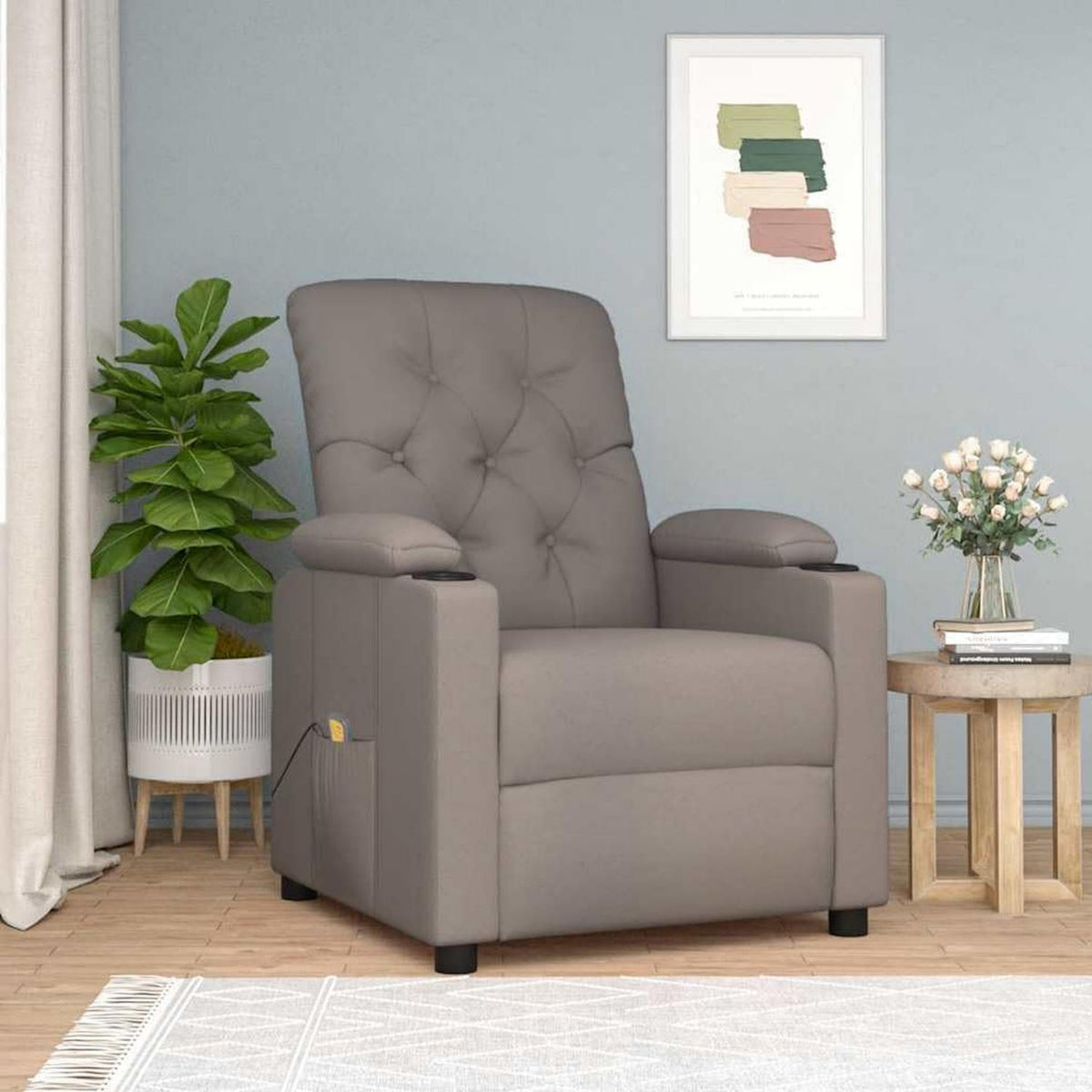 Massagesessel – Holzkonstruktion, mit Rückenlehne, verstellbar, beige