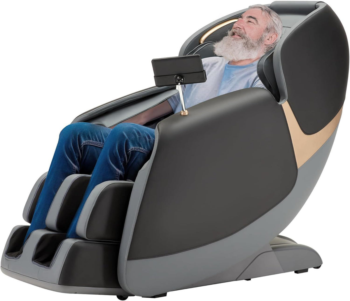 Massagesessel - Shiatsu-Massage, Zero-Gravity-Position, Bluetooth-Konnektivität, beheizt, schwarz, ROTAI