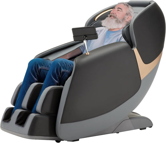 Massagesessel - Shiatsu-Massage, Zero-Gravity-Position, Bluetooth-Konnektivität, beheizt, schwarz, ROTAI