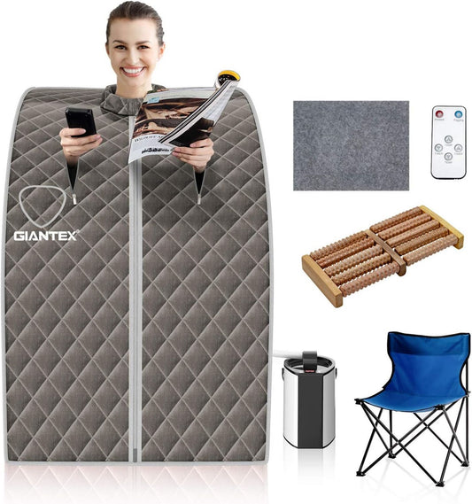 Campingstuhl – mit Fernbedienung, mit Timer, 1000 W, grau, GOPLUS